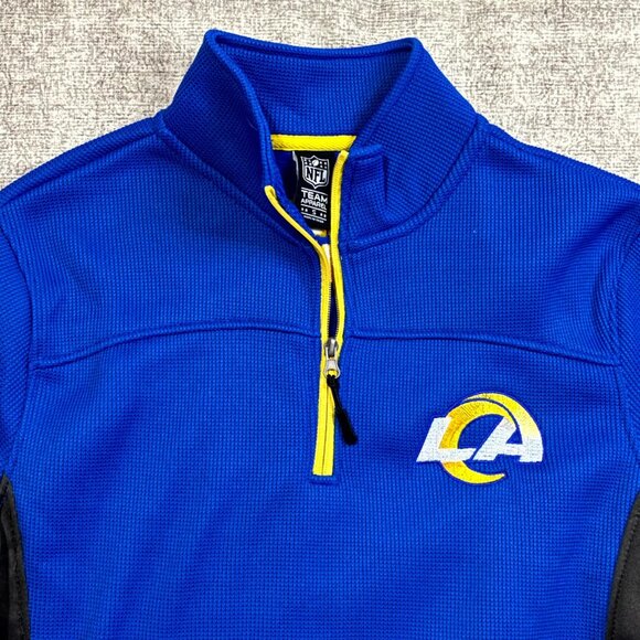 NWT Los Angeles Rams NFL Branded‎ Quarter Zip-Pullover Jacket-Royal Blue S - Picture 3 of 9
